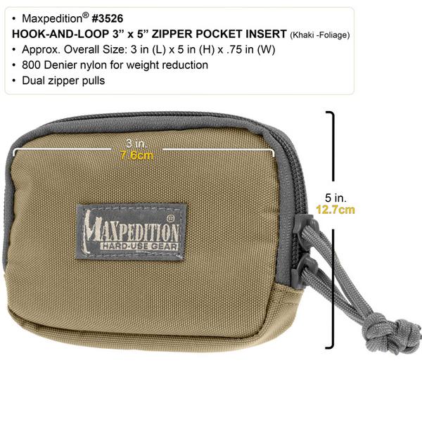 Maxpedition Hook & Loop 3" x 5" Zipper Pocket
